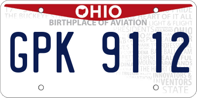 OH license plate GPK9112