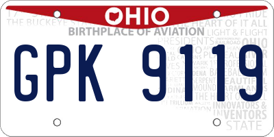 OH license plate GPK9119