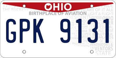 OH license plate GPK9131