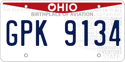 OH license plate GPK9134