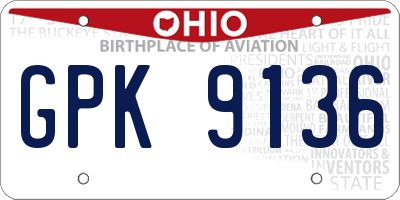 OH license plate GPK9136