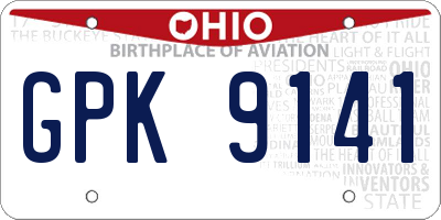 OH license plate GPK9141