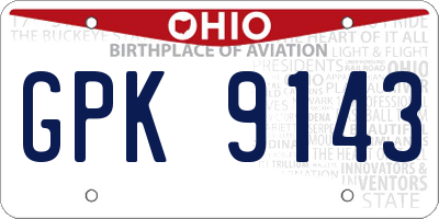 OH license plate GPK9143