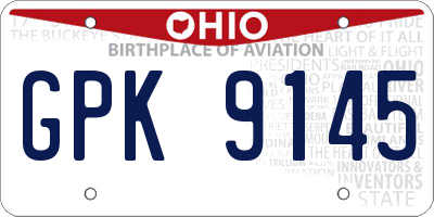 OH license plate GPK9145
