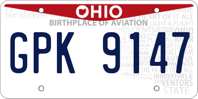 OH license plate GPK9147