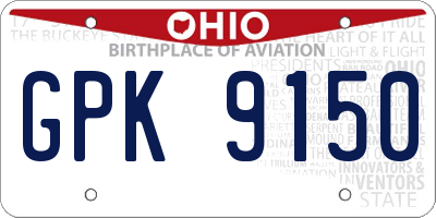 OH license plate GPK9150