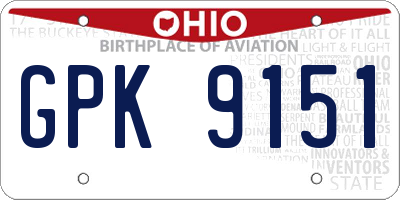 OH license plate GPK9151