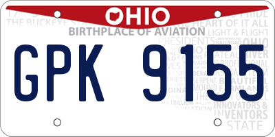 OH license plate GPK9155