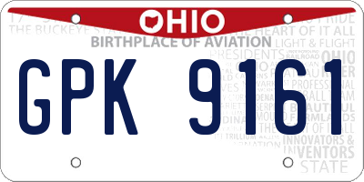 OH license plate GPK9161