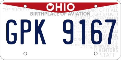 OH license plate GPK9167