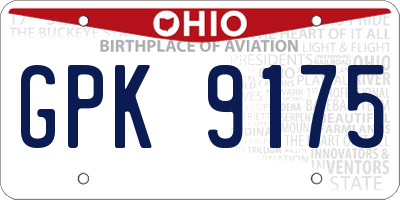OH license plate GPK9175