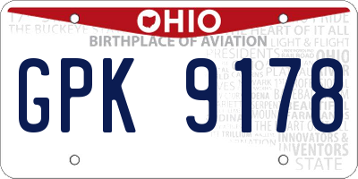 OH license plate GPK9178
