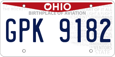 OH license plate GPK9182