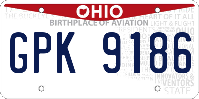 OH license plate GPK9186