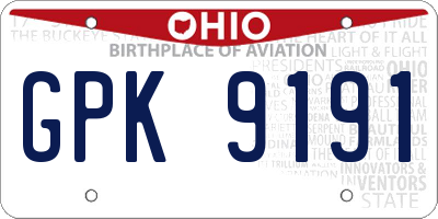 OH license plate GPK9191