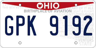 OH license plate GPK9192