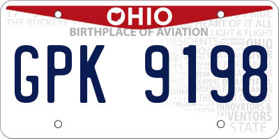 OH license plate GPK9198