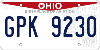 OH license plate GPK9230