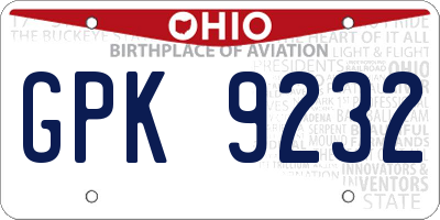 OH license plate GPK9232