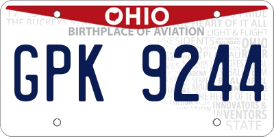 OH license plate GPK9244