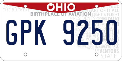 OH license plate GPK9250