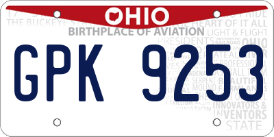 OH license plate GPK9253