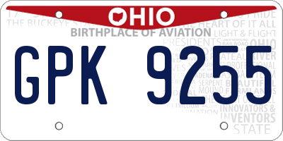 OH license plate GPK9255
