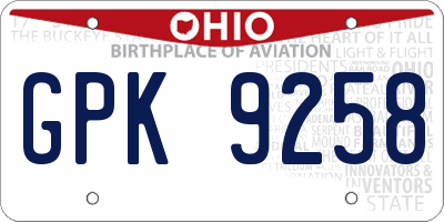 OH license plate GPK9258