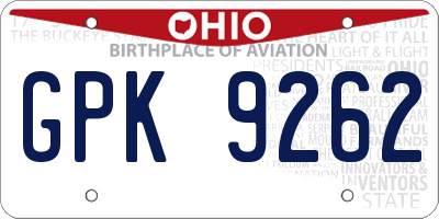 OH license plate GPK9262