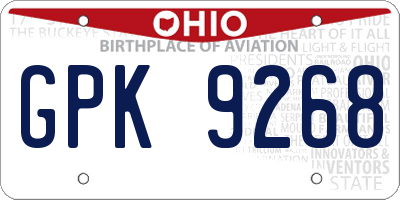 OH license plate GPK9268
