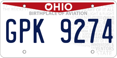 OH license plate GPK9274
