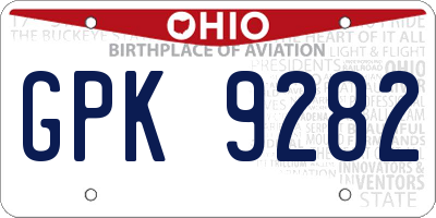 OH license plate GPK9282