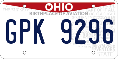 OH license plate GPK9296