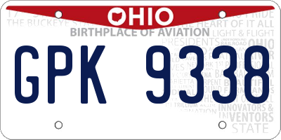 OH license plate GPK9338