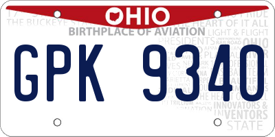 OH license plate GPK9340
