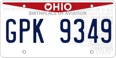 OH license plate GPK9349