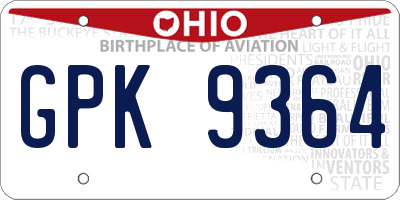 OH license plate GPK9364