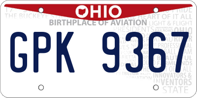 OH license plate GPK9367