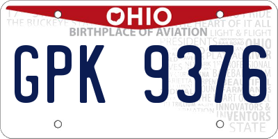 OH license plate GPK9376