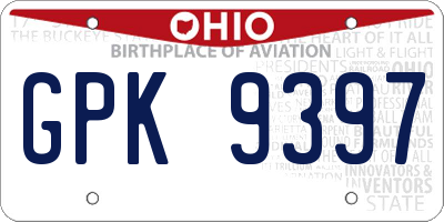 OH license plate GPK9397