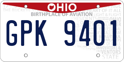 OH license plate GPK9401
