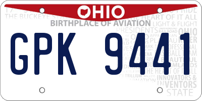 OH license plate GPK9441