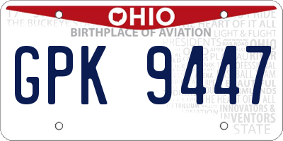 OH license plate GPK9447