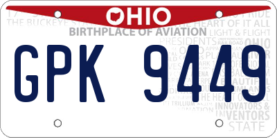 OH license plate GPK9449