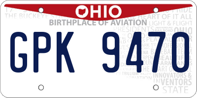 OH license plate GPK9470