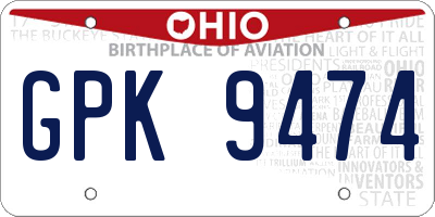 OH license plate GPK9474