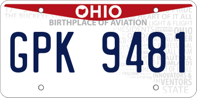 OH license plate GPK9481