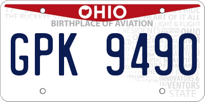 OH license plate GPK9490