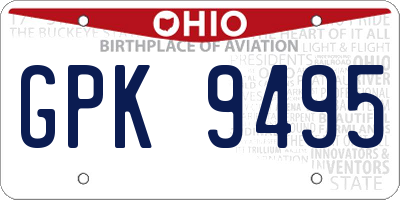 OH license plate GPK9495
