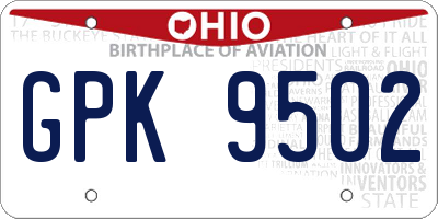 OH license plate GPK9502